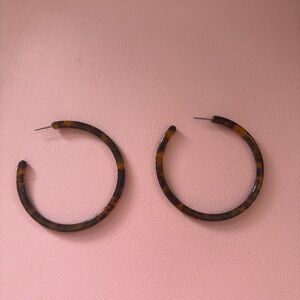 Perfect Holiday Gift Large Tortoiseshell Hoop Earrings Acrylic Resin Brown Retro